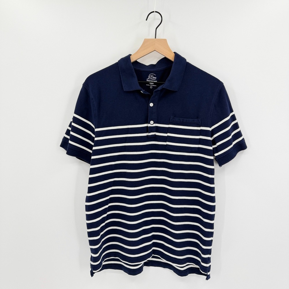 J.Crew Polo Shirt L Stretch Pique Preppy Nautical Old Money Quiet Luxury